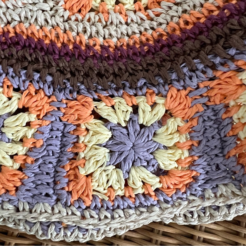 Crochet Straw Multicolor Bucket Hat - Picture 2 of 6